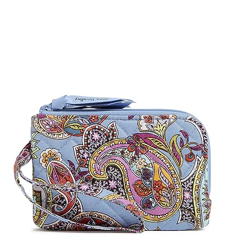 Vera Bradley Women's Cotton Double Zip ID Case Wallet with RFID Protection, Provence Paisley, One Size