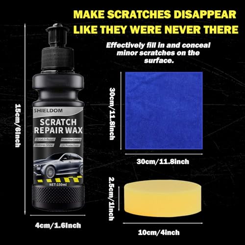 SHIELDOM Car Scratch Remover for Vehicles Paint Scratch & Scuff Repair Wax Erase Scratches Swirls Rubbing Compound with Buffer Pad & Microfiber Towel Safe for Cars, Motorcycles, SUVs, Trucks - Thumbnail 6