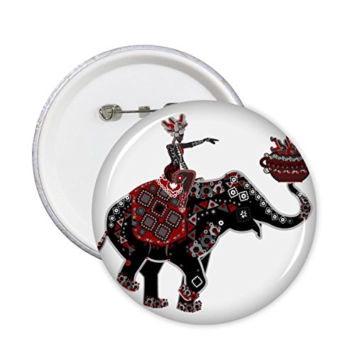 Badge rond éléphant de Chine motif croquis totem lot de 5 pièces XL