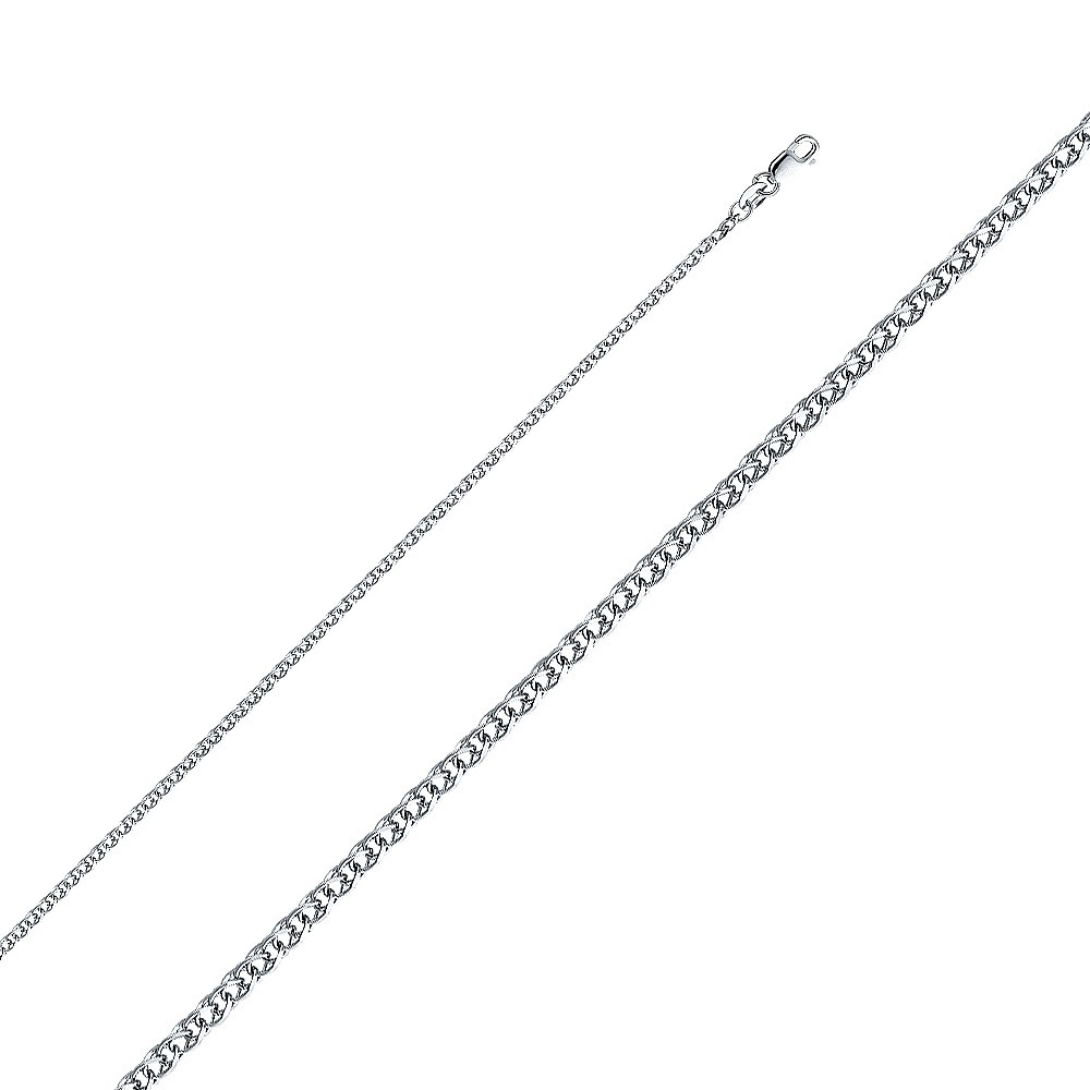Precious Stars CH-0466-240 2 mm x 24 in. 14k White Gold Flat Open Wheat Chain Necklace