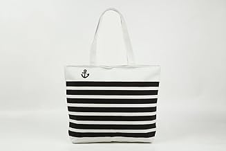 M*R collection プリントトートバッグ ファスナー付 バリエーション多数！！入荷！ (マリン（黒）)