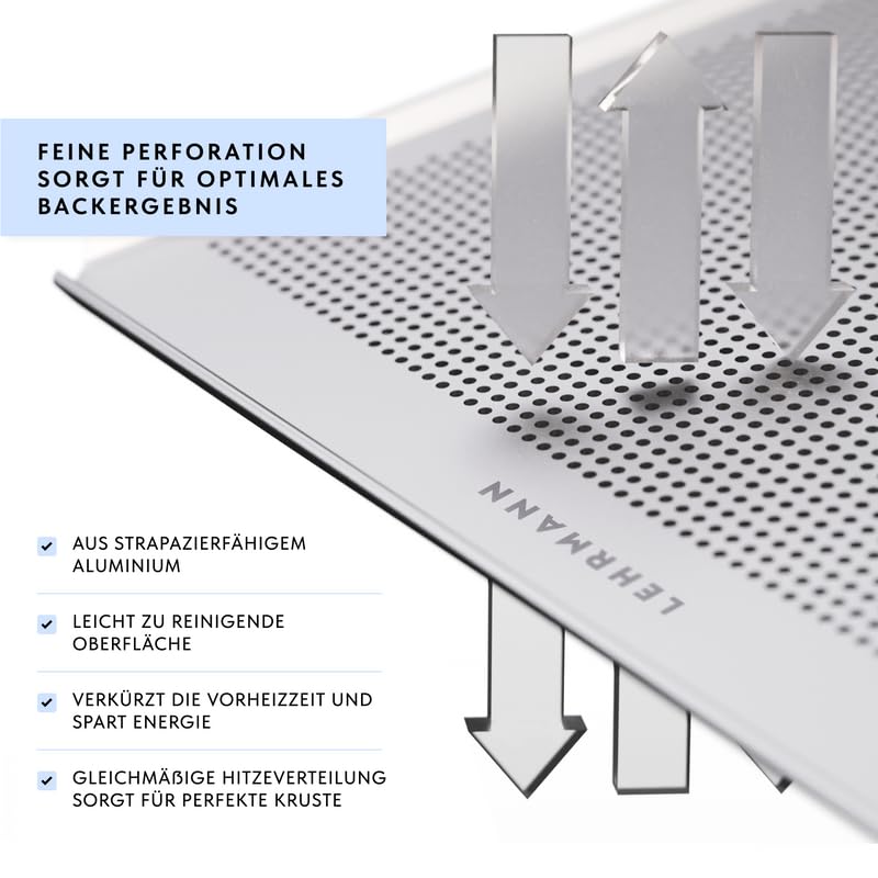 LEHRMANN Perforated Sheet 44.5 x 37.5 cm with Non-Stick Coating Baking Tray Baguette Tray Pizza Tray Compartible/Replacement for Oven Bauknecht Whirlpool - Image 4