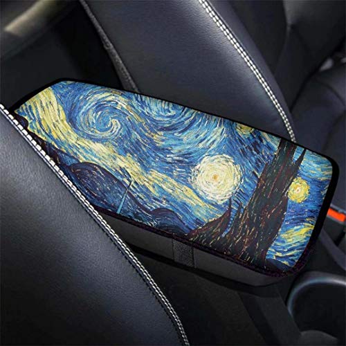 LedBack Vehicle Center Console Armrest Cover, Universal Fit Soft Comfort Center Console Armrest Cushion for Car, Car Armrest Cover Van Gogh Starry Sky Car Accessories