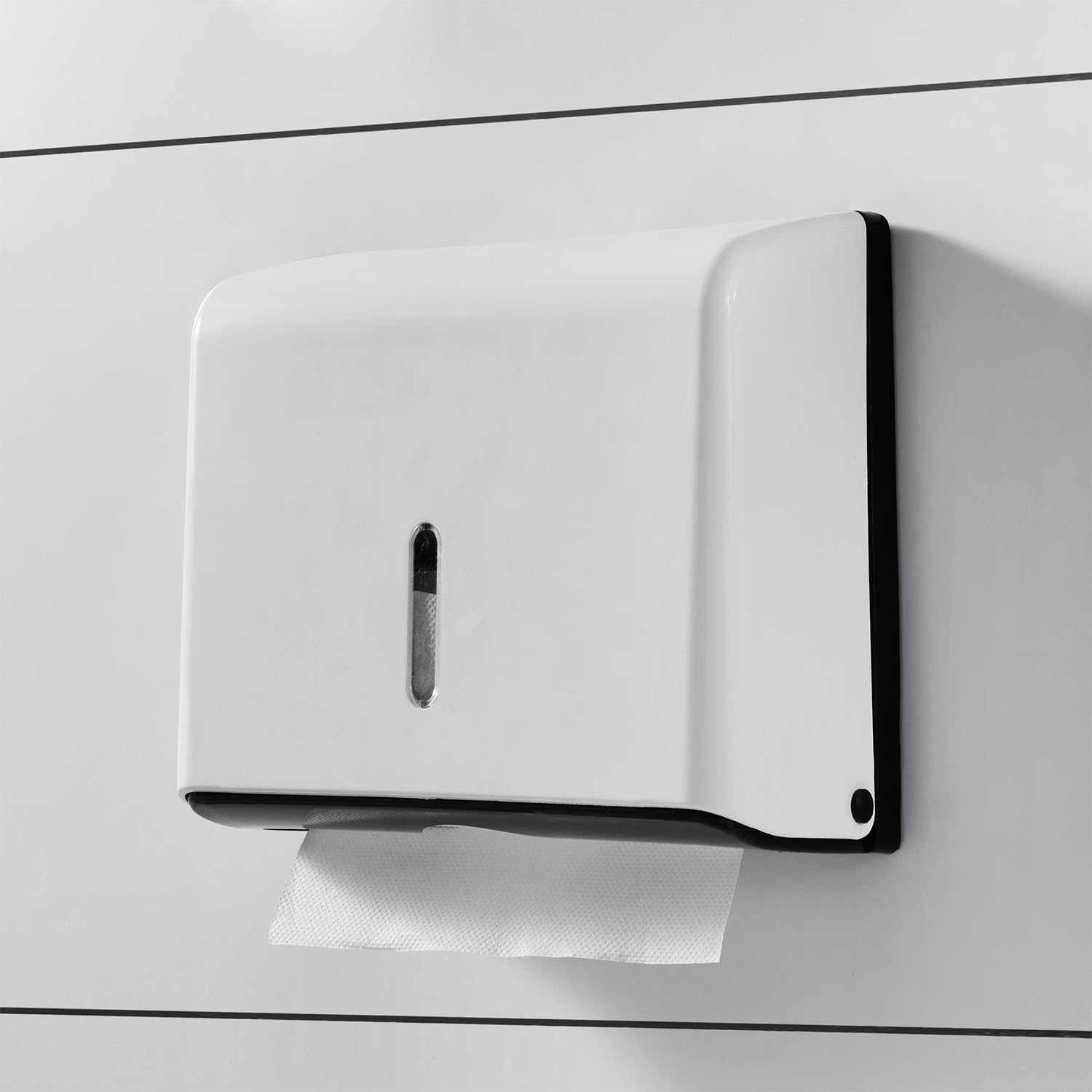 Amazon Basics Wall-Mounted Multifold Paper Towel Dispenser | ABS Plastic | White | 25.3L x 19.5W x 9.1H cm