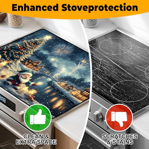 Image of Christmas Stove Top Cover Snowman Stove Top Cover for Home Decoration Kitchen Pad Non-Stick Washable Cooktop Covers Countertop Protector Keep Stove Clean 28 inchx20 inch (Snowhouse)