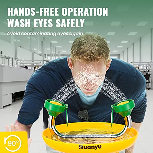Huanyu Emergency Eye Wash Station Wall Mounted Eyewash Station Safety Eye Washing Station First Aid Eye Wash Kit Hands-Free Operation Eye Wash Sign Factory Laboratory Applicable (1305) #TOP2