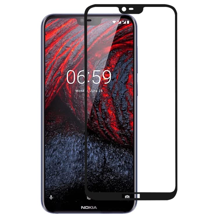 Image of FirstChoice 9H 5D Tempered Glass Full Edge To Edge Coverage Screen Protector Screen Guard For Nokia 6.1 Plus (Nokia X6) - Black