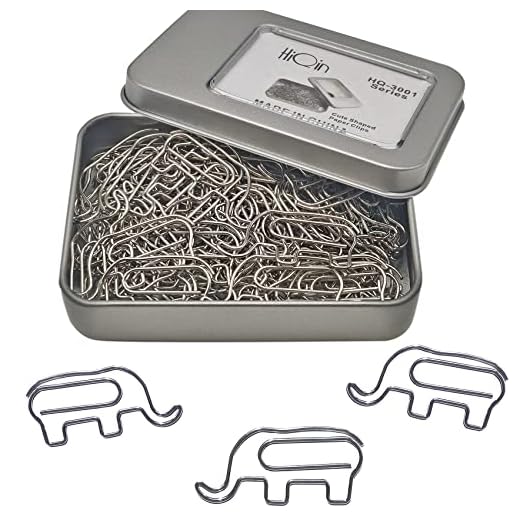 Cute Elephant Shaped Paper Clips Bookmarks, Funny Office Supplies Elephant Gifts for Women Men Coworkers Teachers, Silver 60 Pcs