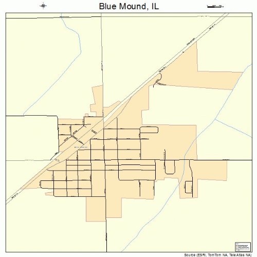 Large Street & Road Map of Blue Mound, Illinois IL Printed poster