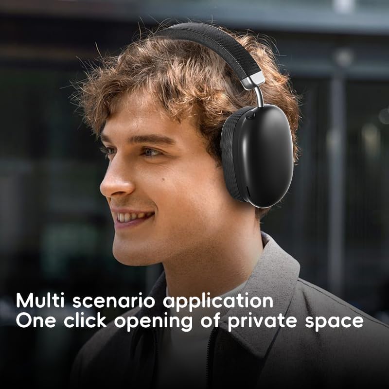 Image of TECHZOR P9 Over-Ear Wireless Headphones, Premium Padded Headband with Bluetooth, Champagne, USB-C Charging (Black)