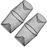 KRAKEN SUPPLY CO 2 Pack - Crawfish Minnow Trap Crawdads Crayfish Heavy Duty Bait Trap Steel Mesh Wire Black with Clip Two-Piece Durable (2 Pack Trap)