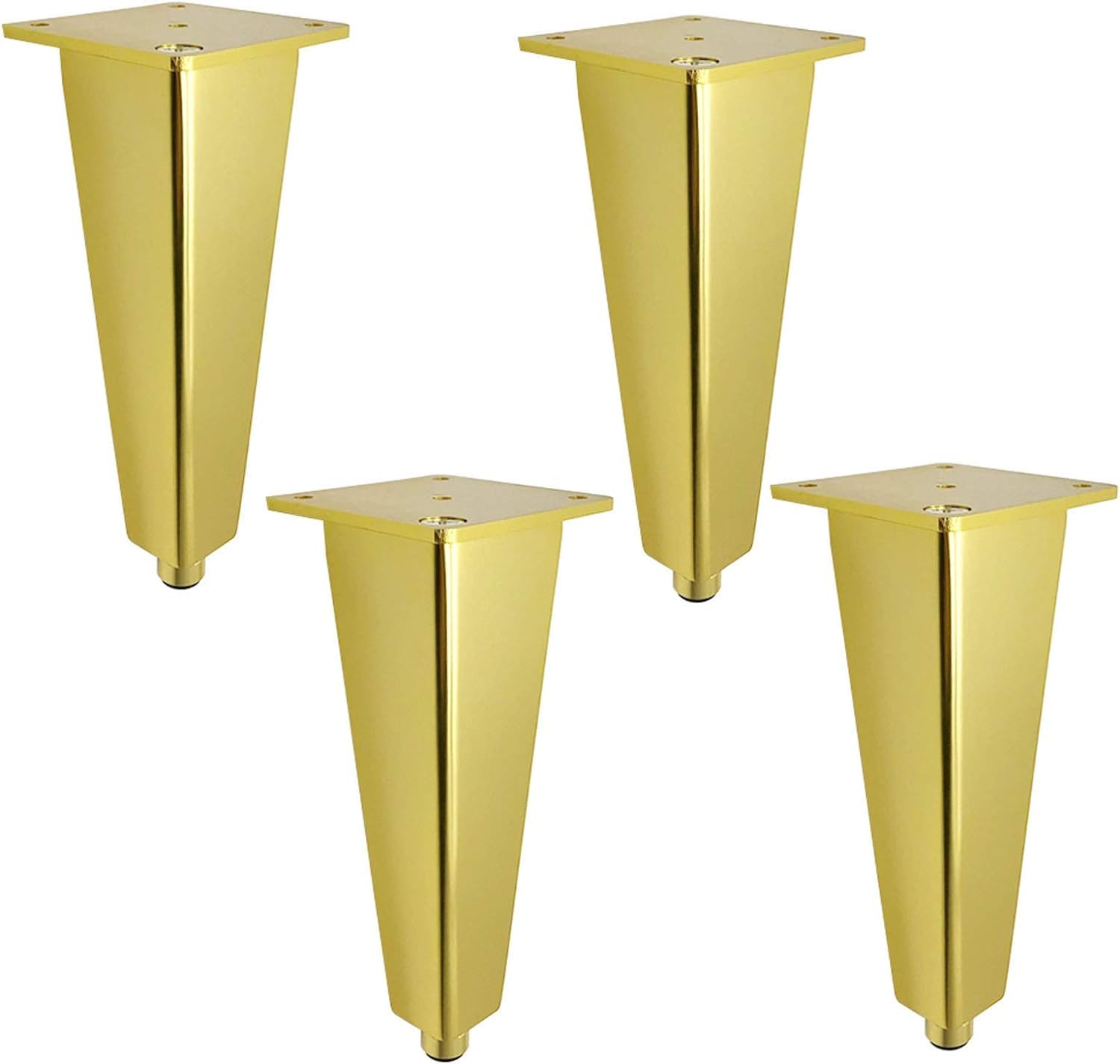 Rhllvj Gold 4 Pcs Adjustable Furniture Feet, Diy Metal Cabinet Feet, Wardrobe Feet Bed Feet Sofa Feet Table Feet, Aluminium With Screws (Black 15Cm)(,20Cm)