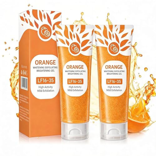 Image of Orange Enzyme Exfoliating Gel for Face & Body | Gentle Dead Skin Remover & Deep Cleansing Exfoliator | Moisturizing Gel Scrub for Smooth & Refreshed Skin | Suitable for All Skin Types | 100ml (PACK OF 2)