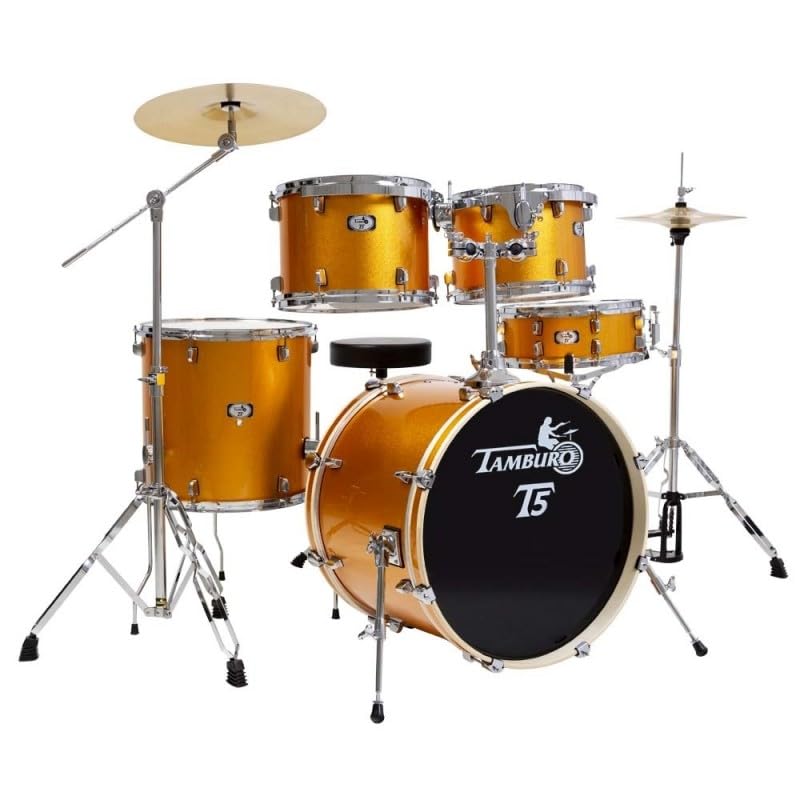 Tamburo T5 Batteria Acustica Completa, 5 Pezzi, Yellow Rust Sparkle, con Piatti e Hardware, T5S22YWSK, Giallo