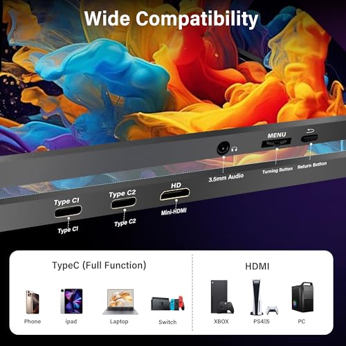 Image of Bisprico 10.5 inch Portable Monitor, 1280P USB-C HDMI Second External Monitor for Laptop,PC,Mac Phone,PS,Xbox,Swich,IPS Ultra-Thin Zero Frame Gaming Display /Protective Case