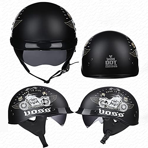 Halbschalenhelm BDTOT ECE Jethelm Retro mit Visier für Motorräder