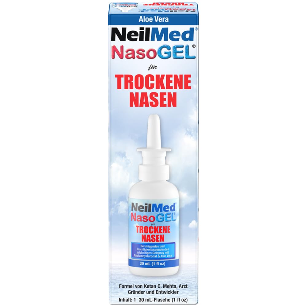 NeilMed NasoGel Spray – Feuchtigkeitsspendendes Nasenspray mit Aloe Vera & Hyaluron gegen trockene Nase, Nasenpflege nach OP, für Allergiker & Erkältung