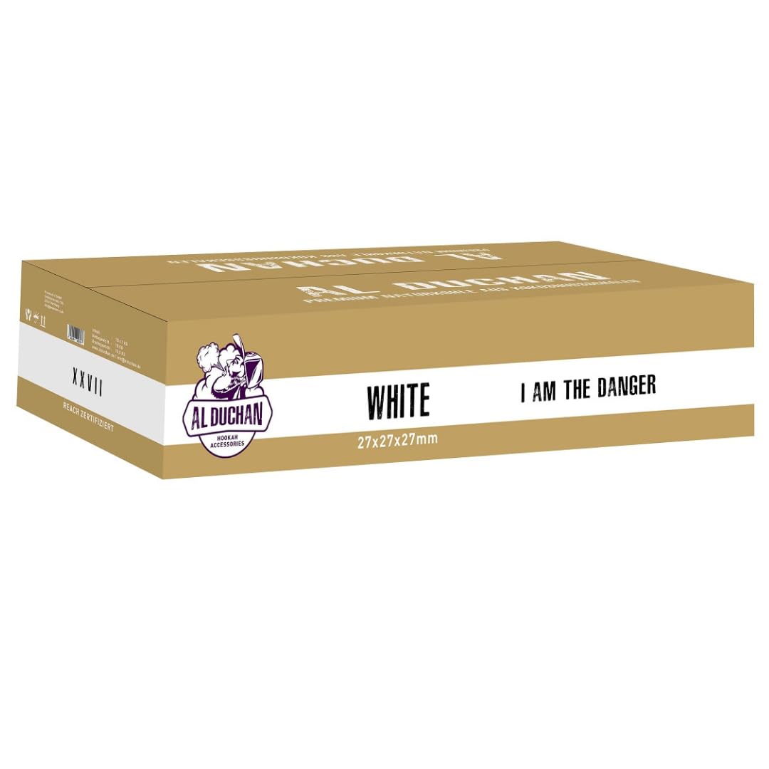 Shisha Kohle Naturkohle – Premium Kokoskohle für Wasserpfeife – 1KG, 4KG, 10KG, 20KG – Hohe Hitze, Lange Brenndauer (White 27x27x27mm 10KG)