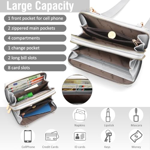 Crossbody Bag for Women Small Shoulder Handbag Leather Cell Phone Purse Wristlet Clutch Wallet with Card Slots3