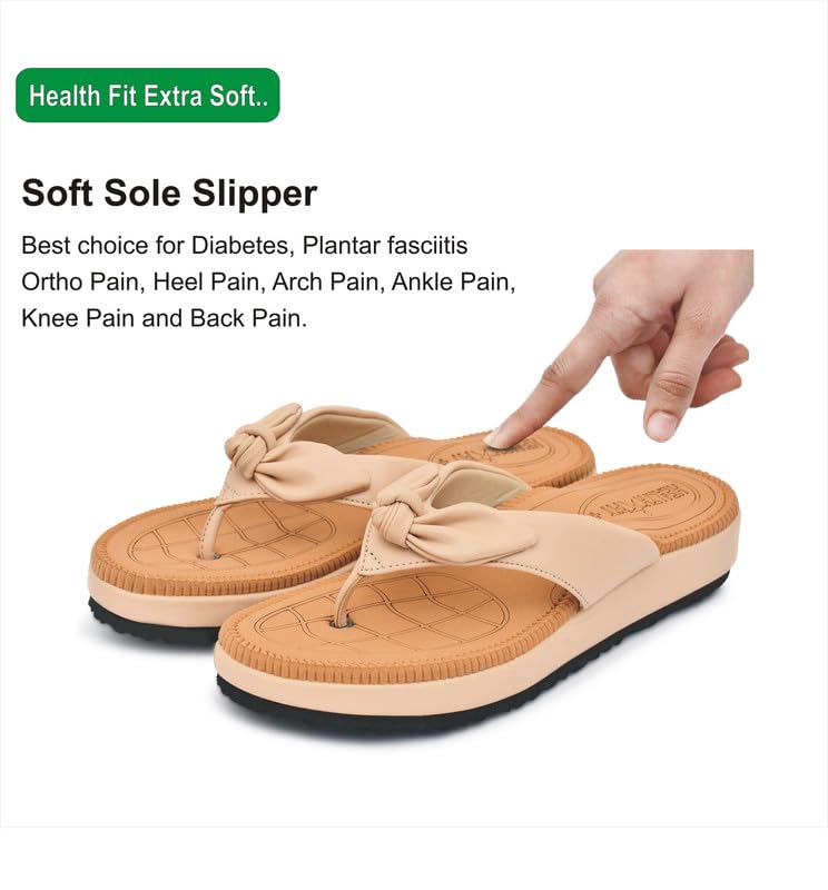 Image of HEALTH FIT Orthopedic with Super Extra Soft Ortho Care Anti-Skid Doubleu Flip-Flops for women Slippers /Doctor Chappal & Footwear HF330