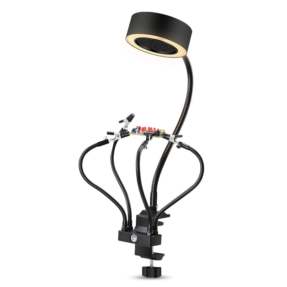 Solder Smoker Absorber Toolour Anti-Static Solder Smoke Absorber Remover Fume Extractor Fan Integrated Soldering Station with Helping Hands and Smoke Absorber