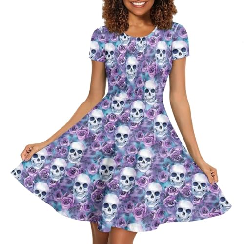 Image of AFPANQZ Womens Casual Summer Lightweight Vintage Dress Short Sleeve Midi Dress Knee-Long Luxury Formal Dress