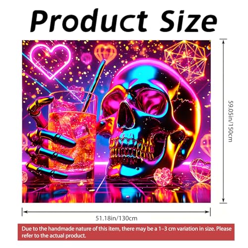 Image of Nuxovilar Neon Skull Wall Tapestry Polyester 59.05x51.18 In