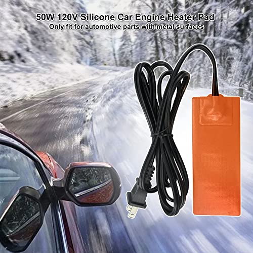 Silicone Heating Pad, 2 X 5Inch Car Universal Oil Pan Heater 50W Battery Heater Pad 120V Engine Block Heater Pad With 68Inch Long Power Cord #TOP1
