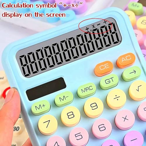 Image of DRAKIO Desktop Calculator 12 Digit Large Display, Solar Battery Dual Power Basic Calculator for Office School, Cute Colorful Calculator for Students, Electronic Desk Calculator