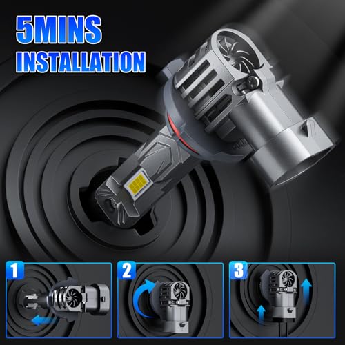 Image of rimthin 9005 9006 Bulbs Combo, 800% Brighter High Low Beam Bulbs, Pack of 4 | Cool White 6000K, Real 1:1 Mini Size with Cooling Fan