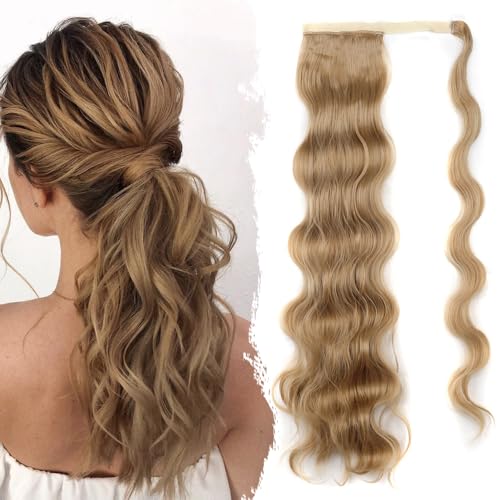 Bieiyhe Coleta Postiza Pelo Natural Rizado 60cm Extensiones de Cabello Coleta Sintetico Larga Cola Postiza Extensiones Pelo Natural Coleta Postizos de Pelo Coleta Rizada Ponytail Hair Extension