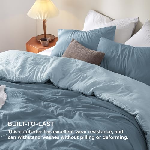 Image of Bedsure Queen Comforter Set, Mineral Blue Soft Prewashed Bedding for All Seasons, 3 Pieces GentleSoft Bed Set, 1 Lightweight Comforter (90 inchx90 inch) and 2 Pillowcases (20 inchx26 inch)
