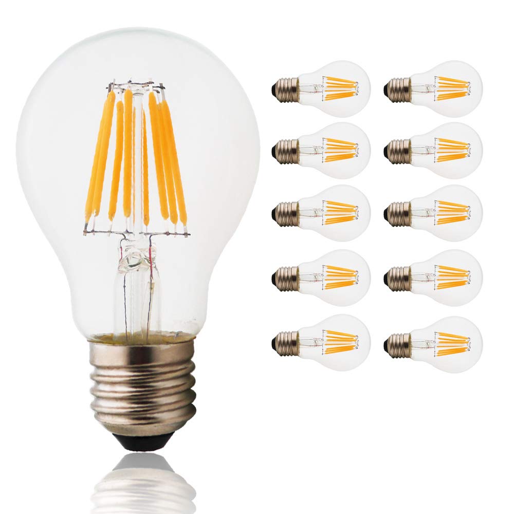 Générique Żarówki LED Globe 8 W, gwint Edison A60 E27, odpowiednik żarówki halogenowej 80 W, żarówka vintage, ciepła biel 2700 K, zestaw 10 szt
