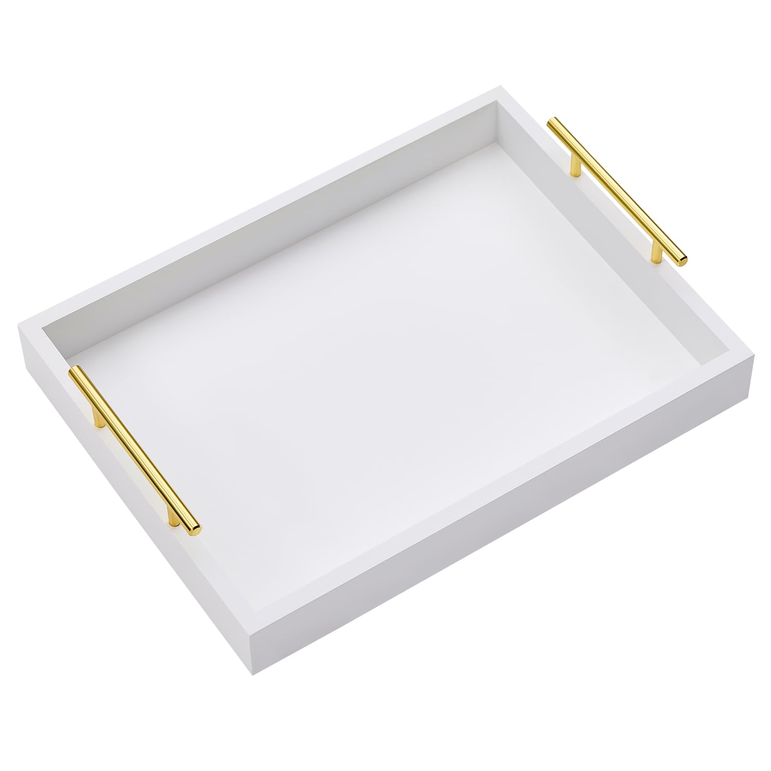 40cm x30cm Serving Trays with Handles, Decorative Serving Tray, Ottoman Trays, Living Room, Bathroom, and Outdoors Decorative Trays (White, 40cm x 30cm x 5cm)