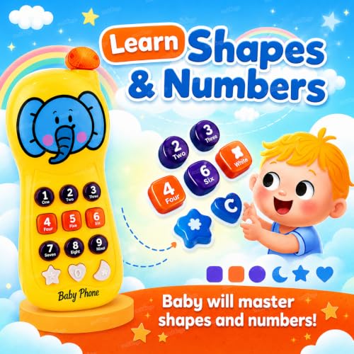 Image of Zest 4 Toyz Toy Phone for Kids Musical Mobile Phone Toy with Light & Sound Toys for Baby Pretend Play Mini Cell Phone Toy Birthday Gifts for Kids - Yellow (Pack of 1)