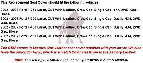 Miniatura 4 de Compatible con Ford F250 F350 Lariat XLT 2003, 2004, 2005, 2006, 2007, funda de repuesto para asiento inferior del conductor (parte inferior del