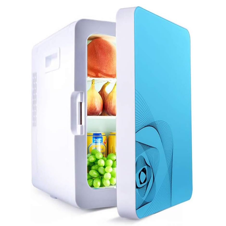 SZAJOR Nevera portátil pequeña de 20 litros, mininevera de doble uso para el coche y el hogar, con función de refrigeración y calefacción, para bebidas, cerveza, frutas, hogar y viajes,Azul