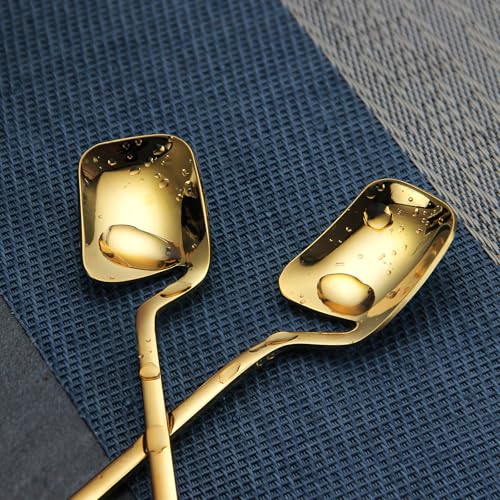 IQCWOOD Gold Coffee Spoons with Cup Hook
