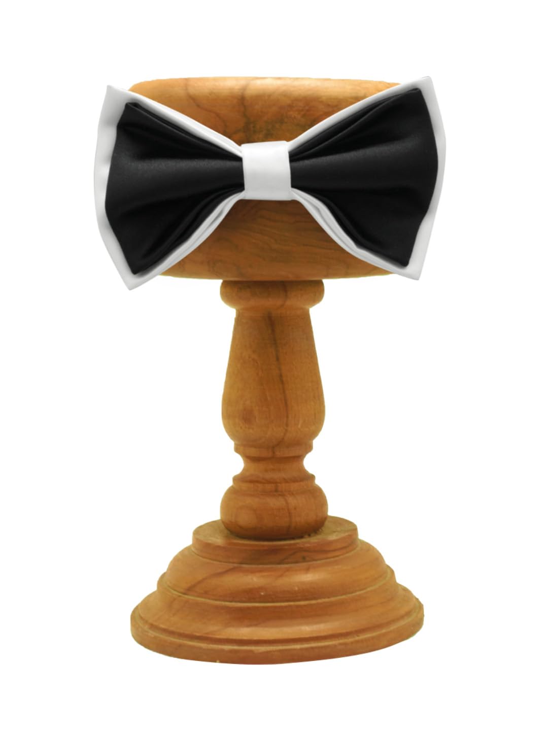 The Tie Hub Solid Classic White & Black Microfiber Bow Tie For Men - Image 3 thumbnail
