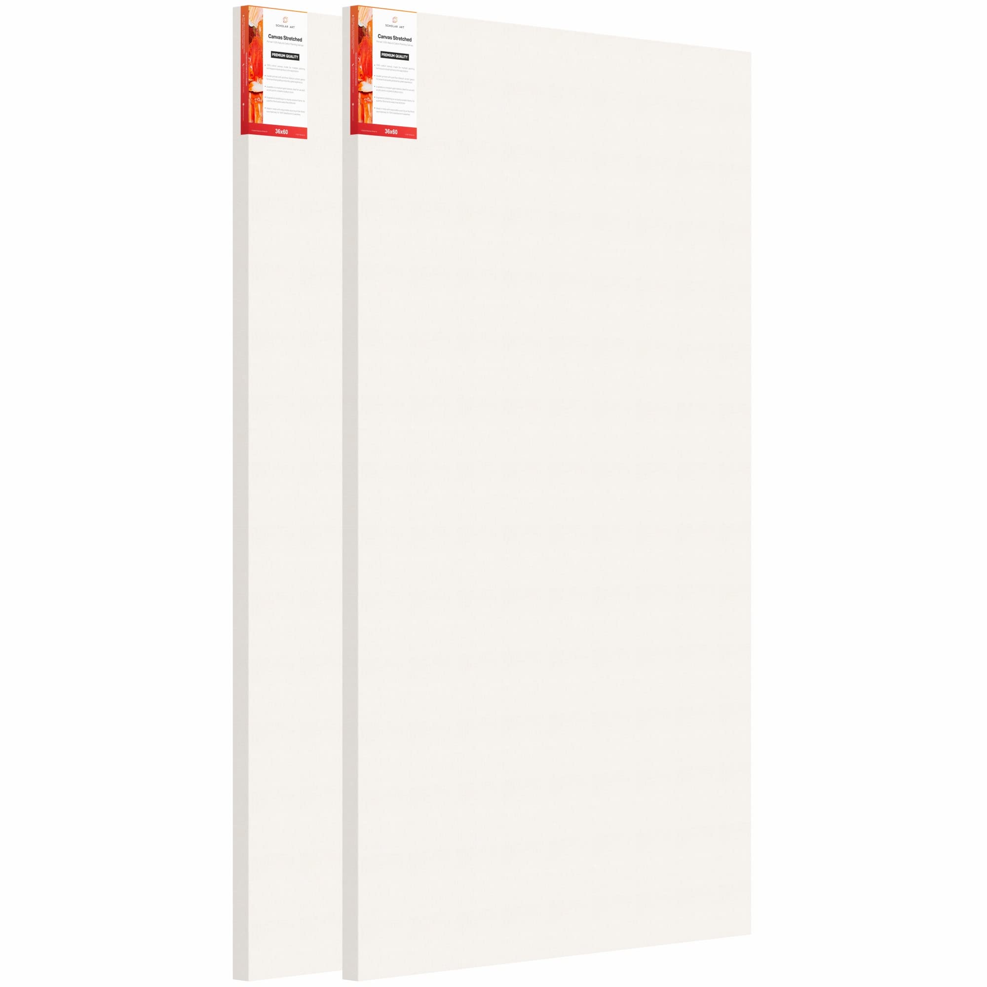 Scholar Art® Artist Deep Edge Series 10 Oz (440 GSM) Cotton Pre-Stretched Canvas with Wooden Frame 35x40 mm | Primed Canvas Stretched for Oil & Acrylic Painting | 36"x60" (90x150 cm), Pack of 2-image-30