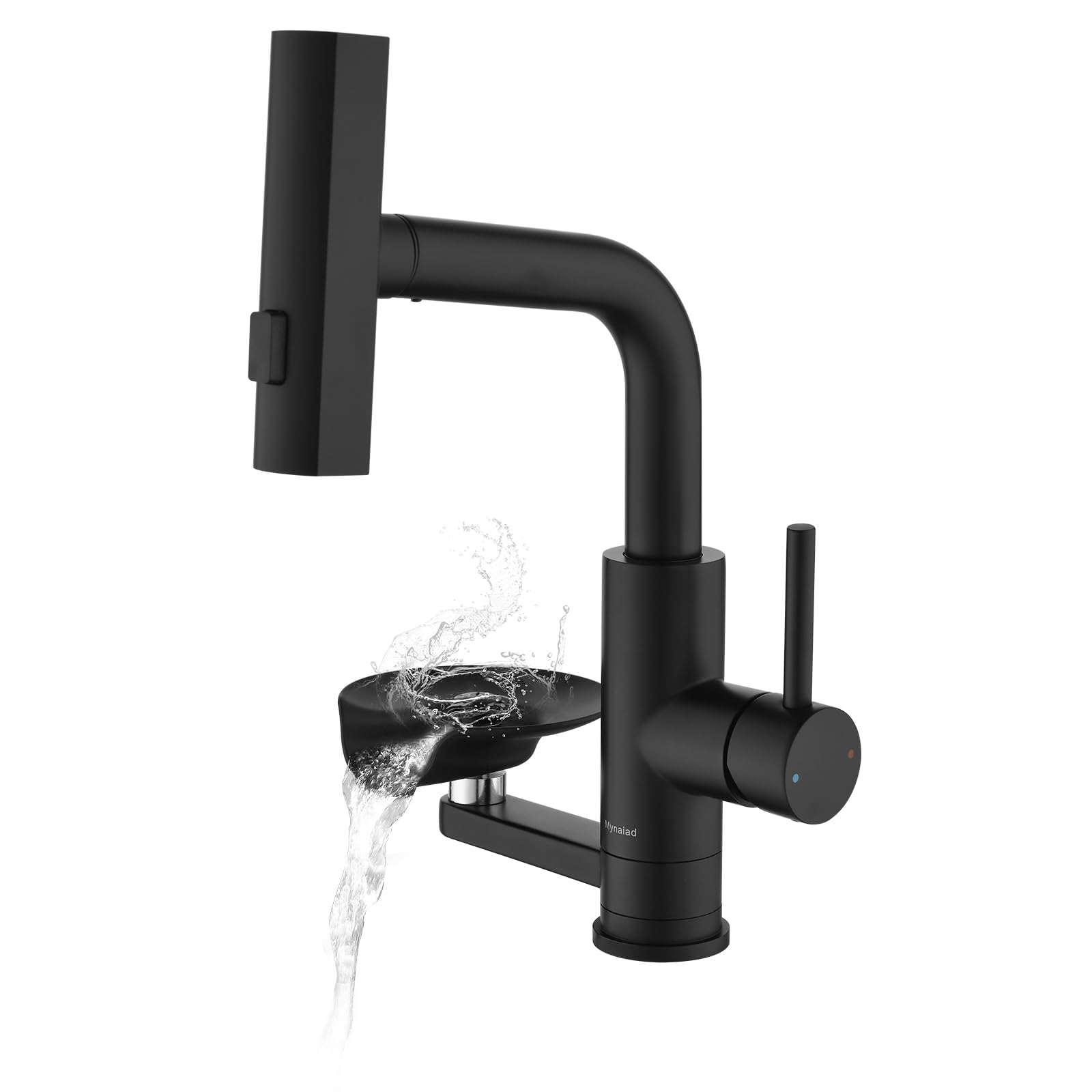 Robinet de Cuisine Noir Mynaiad Avec Lave-Verres, Mitigeur Monocommand Extractible à Trois Modes de Sortie, Mitigeur Cuisine en Acier Inoxydable 304, Rotation 360° pour Salle de Bain, Bars et Cuisine - 2