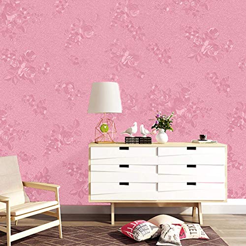 Image of ELTON DIY Self Adhesive Rose Textured Wall Paper Wall Decal for Living Room Bed Room Interior Exterior Easily Removable Furniture Make Over (45 x 300 Cms, Pink Rose, el2002)
