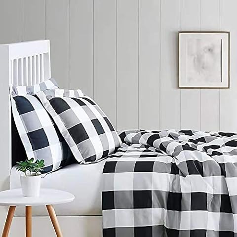 Truly Soft Everyday Buffalo Plaid Black Twin XL Duvet Cover Set Cover
