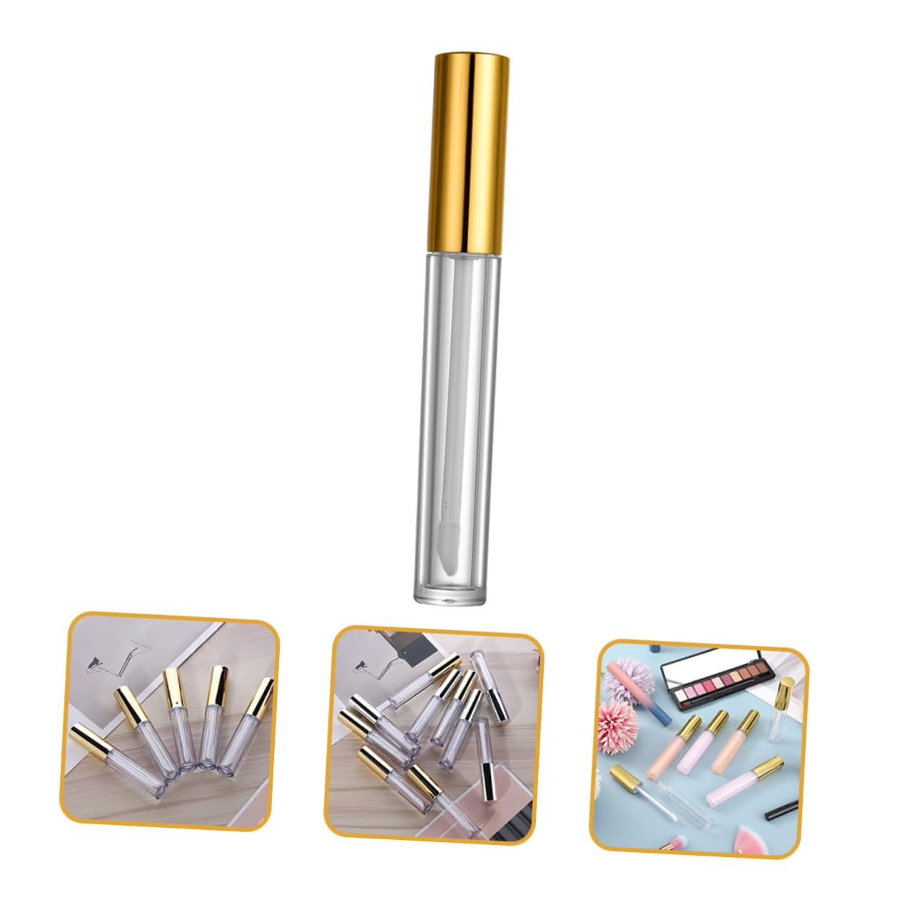 Tubetto Lucidalabbra Vuoto 10ml Plastica Oro, 40 Pezzi | Lip Oil e Lip Liquid, Uso Makeup, Leggero e Portatile, Confezione da 40