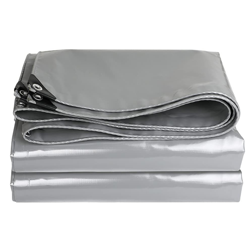 Heavy Duty Tarp Waterproof Tarpaulin Reinforced Eyelets Thick Tarp Sheet Cover Tarp For Outdoor Camping Ground Furniture,Grey-4×5m(13×16.4ft)