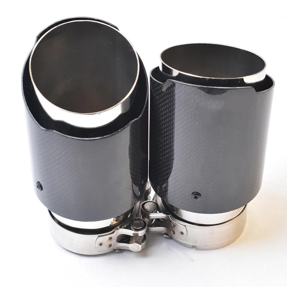 Car Exhaust Tip Carbon Fiber Shiny Car End Pipes 63-101mm Auto Straight Exhaust Pipe Rear Tip Tail Throat