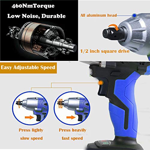 Yiyai 18V Akku-Schlagschrauber 1/2 Zoll Set mit 2 x Akku und EU Ladegerät, 420Nm, 4 Stecknüsse - 14/17/19/22mm, Vorwärts/Rückwärts Drehschlagschrauber mit Koffer – Bild 5