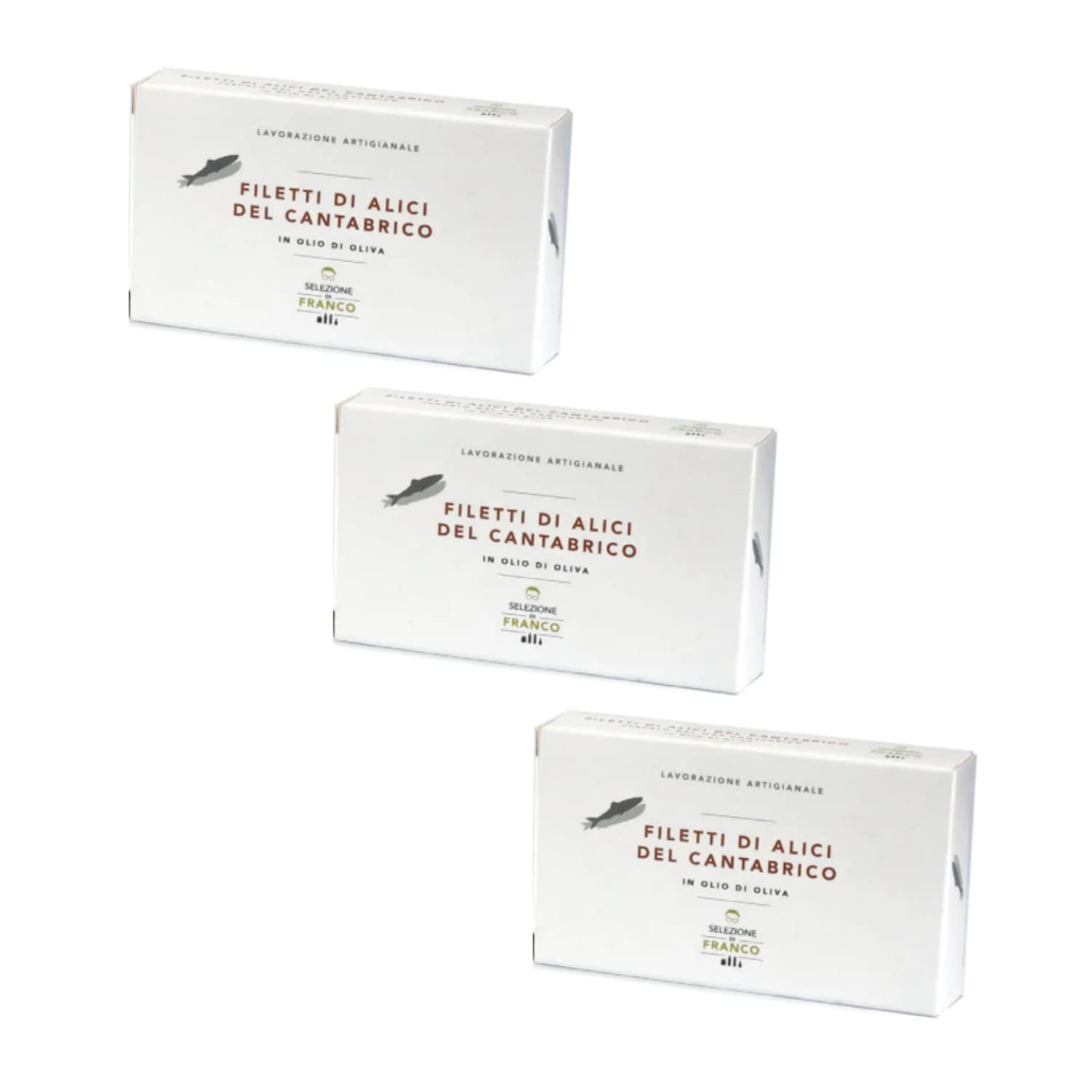 Selezione di Franco® | Filetti di Alici del Mar Cantabrico in Olio di Oliva | Acciughe del Mar Cantabrico Lavorate a Mano | Cuzziol® Acciughe Cantabrico - 3 Lattine (Netto 3 x 70 Gr)