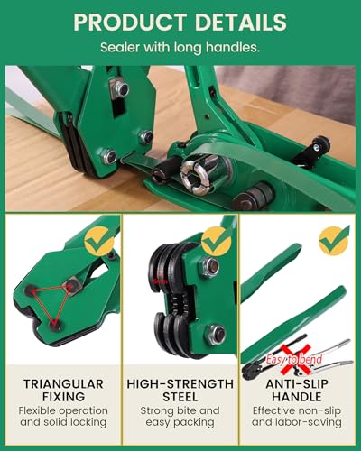 foundgo pet banding strapping kit for heavy duty tough pallet packaging strapping tool with gt1500lbs 5834 x 100039 pet strapping roll amp its own pull-out box 100 corner protectors 300 seals