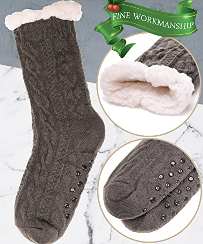 EBMORE Mens Slipper Fuzzy Socks Winter Cozy Fluffy Cabin Warm Fleece Soft Comfy Thick Non Slip Home Socks4